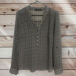 a.n.a Monochrome Patterned Sheer Blouse XL